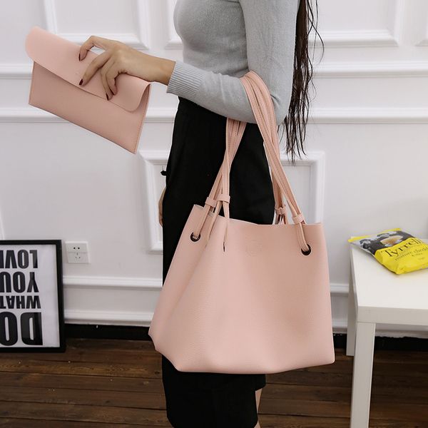 

2020 new fashion simple pu shoulder defining a big bucket bag ladies bags