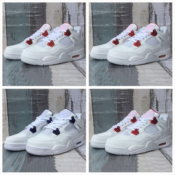 

new basketball shoes unc jumpman 4 iv red metallic orange white green purple jumpman 4 men sports shoes with box, White;red