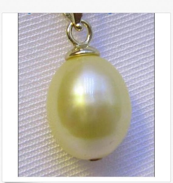 

elegant double baroque 9x11 mm natural pearl south sea pendant 14k gold, Silver