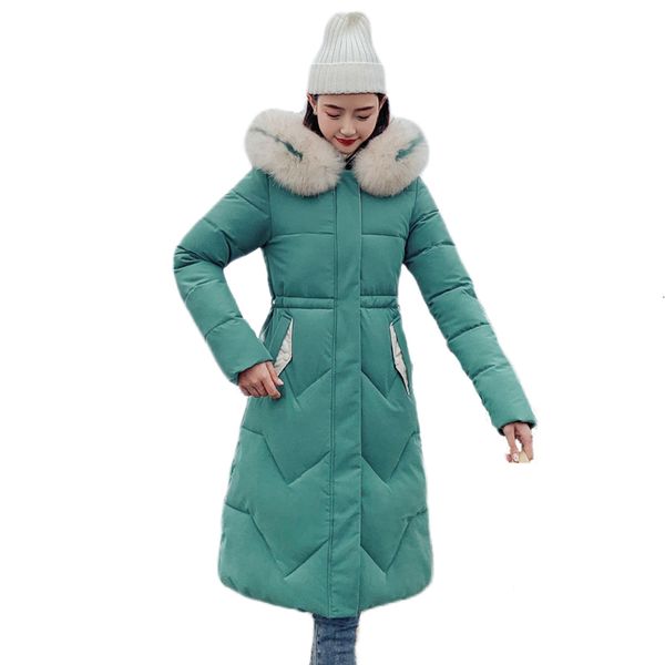 

long 2019 slim women's winter cotton coat warm tight coat women's overcoat paka, Black