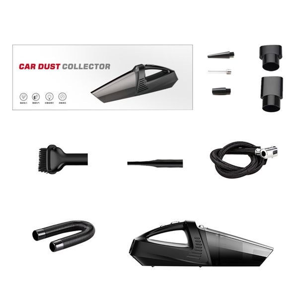 

4-in-1 car handheld vacuum cleaner with pointer tire inflator pump pressure gauge led light vacuum cleaner for home auto car