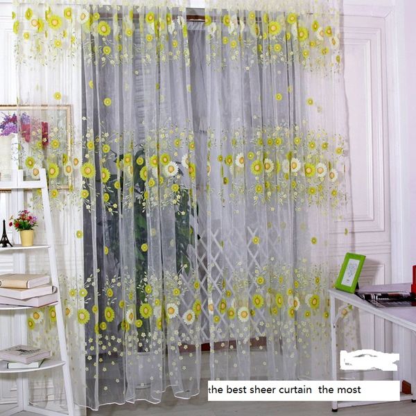 1m 2m Sheer Curtains Cheap Fine High Quality Sunflower Green