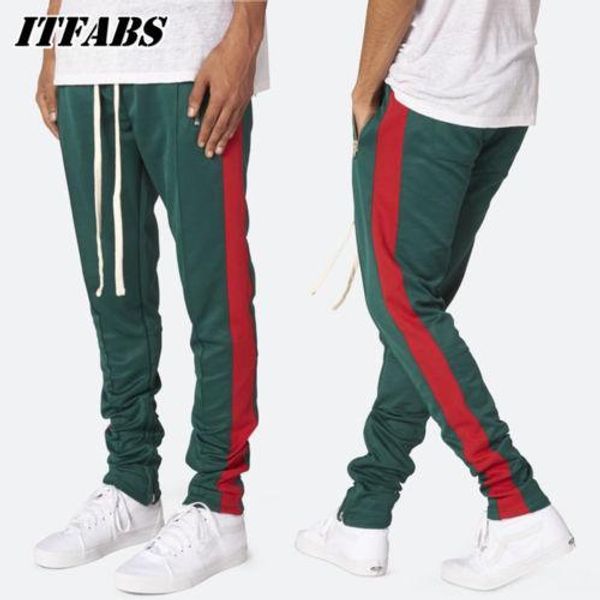 

goocheer mens zipper pocket track fitness pants long dawstring sweatpants side striped patchwork casual trousers man pants, Black