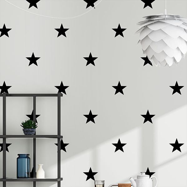 

cute black and white star non-woven wallpaper simple stylish boy girl bedroom dormitory background wall papers cartoon sticker walls decor