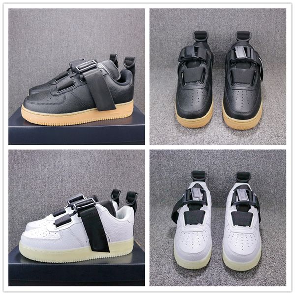 

New Designer Forced 1 Utility QS Skateboard Shoes Men Women Black White Magic Hook And Loop Fasteners Sports Shoes