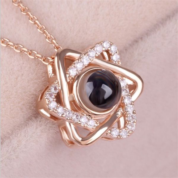 

i love you 100 languages necklace loving memory women projection necklaces pendant romantic necklace for wedding ladies gifts, Silver