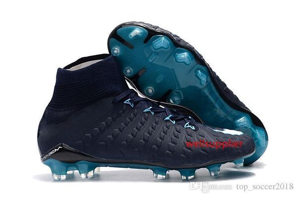 

black blue soccer cleats 100% original hypervenom phantom iii df fg neymar mens soccer shoes