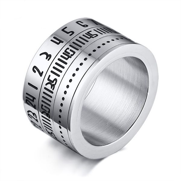 

Steel Color Fashion Simple Men's Spinner Rings Stainless Steel Number Ring Jewelry Gift for Men Boys J500