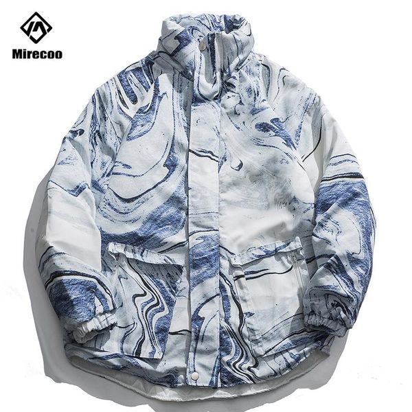

chinese style thick commander jacket men ink painting print winter jacket parka men hip hop coat streetwear cool 2019 cloth, Black