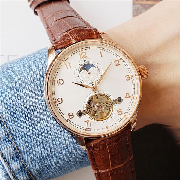 

высокое качество марка мужчины часы все суб-набор работы роскошные часы moon phase daydate механические автоматические наручные часы для под, Slivery;brown