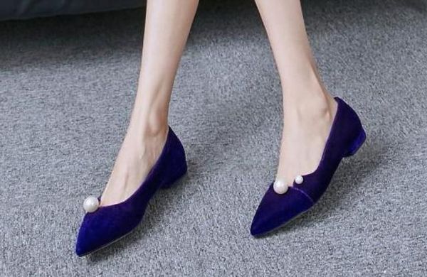 

2019 suede women's shoes in spring and autumn with new style low heel pointed end @63, Black