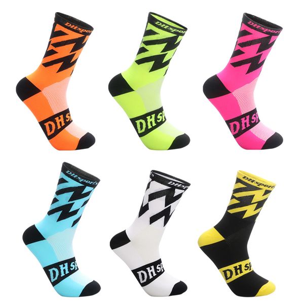 

ugupgrade fashion funny socks men happy meskie cycling socks calcetines skarpetki meias compression, Black