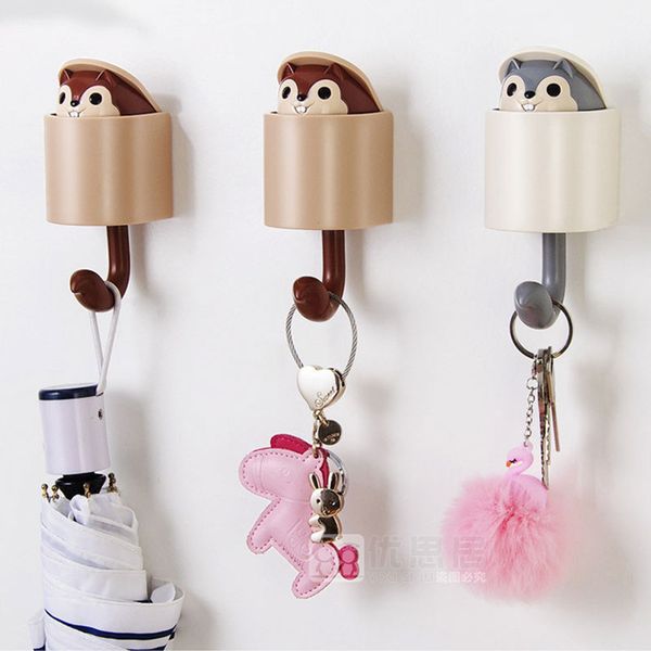 

creative cute squirrel hook strong glue door hook multi-function home bedroom living room