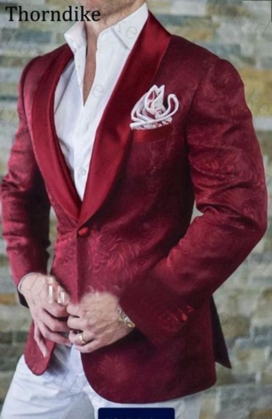 

thorndike custom made 2 peices set groom tuxedos suit for man shawl lapel jacquard suit men one button slim fit wedding suits, White;black