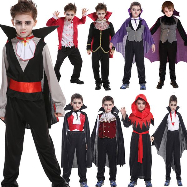 

new boy girls devil vampire cosplay fancy dress carnival birthday party role play halloween costume for kids, Black;red