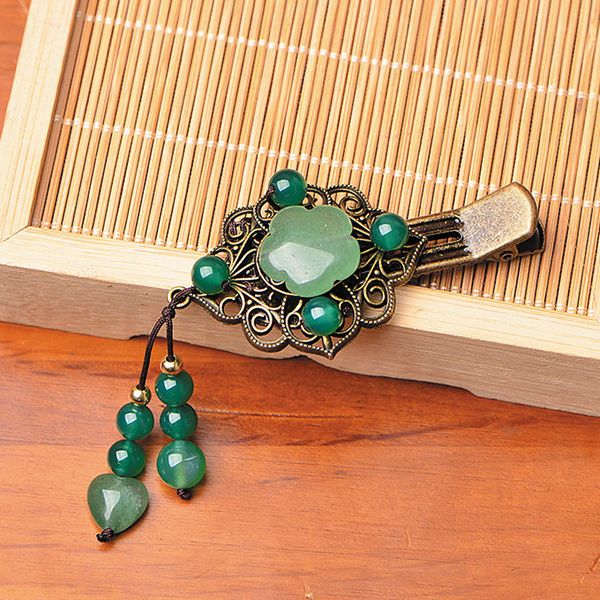 

national style hairpin classical costume retro hairpin headdress fresh green, Golden;white