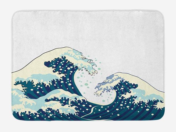 

the great waves of kanagawa doormat japanese illustration ocean surfing theme aquatic design home decoration door floor mat rugs