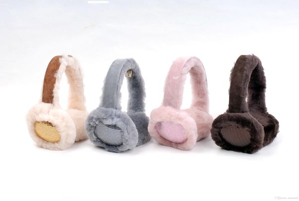 

зима осень моды designerugg пришивания теплый искусственного меха earmuffs плюшевые earmuff дамы женщины простой earmuff с коробкой рождеств, Blue;gray