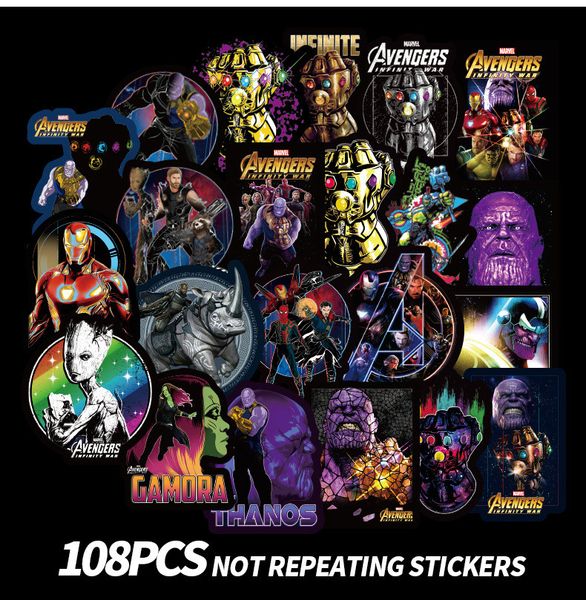 

108 шт. / Лот мультфильм наклейки для Marvel Thanos Super Hero DC для ноутбуков скейтборд велоси