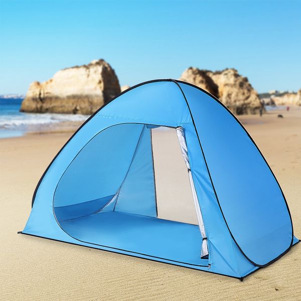 

lixada automatic up beach tent fishing camping tents sun shelter cabana for 2-3 person upf50+ uv protection beach shade