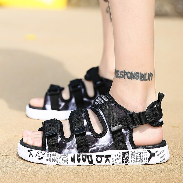 

2019 новые мужские сандалии черный белый красный синий уличная мода слайды открыты