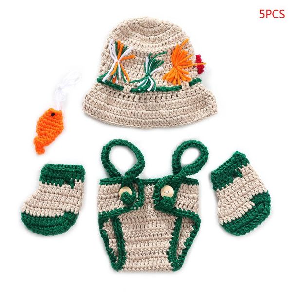 

5 pcs set newborn crochet costume p pgraphy prop p shooting outfits p31b, White