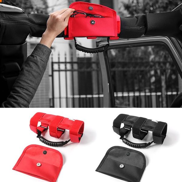 

abs woven tape material multifunctional storage bag handle car interior accessories for jeep wrangler jk jl bj40 2007-2017