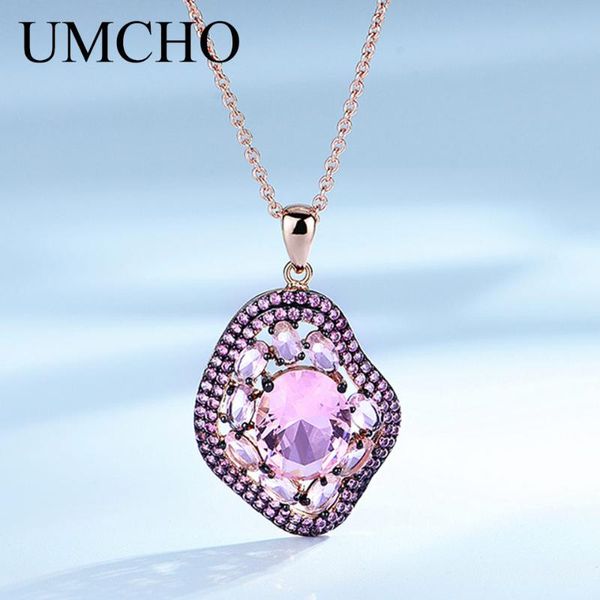 

umcho created morganite pendants necklace 925 sterling silver gemstones choker statement necklace for women with chain