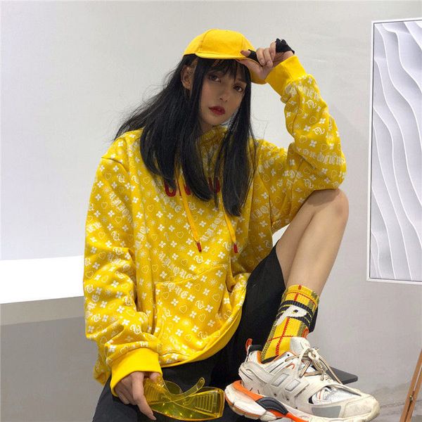 

2020 новый балахон для осени студенток потерять случайную все тело печати балахона среду и длинный балахон для женских предметов моды, Black