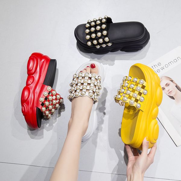 

loafers flat shoes female slippers casual on a wedge slipers women heeled mules platform slides luxury summer 2020 heels soft, Black