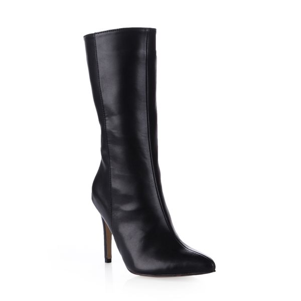 

party stiletto high heel pointed toe women mid-calf boots stivali polpaccio donn halbschaft spitzen stiefel yj70887bt-e2, Black