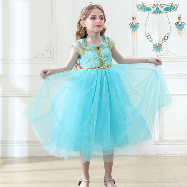 

kids jasmine tutu dress aladdin princess party cosplay costume girls carnival halloween arabian queen disguise ball gowns, Red;yellow