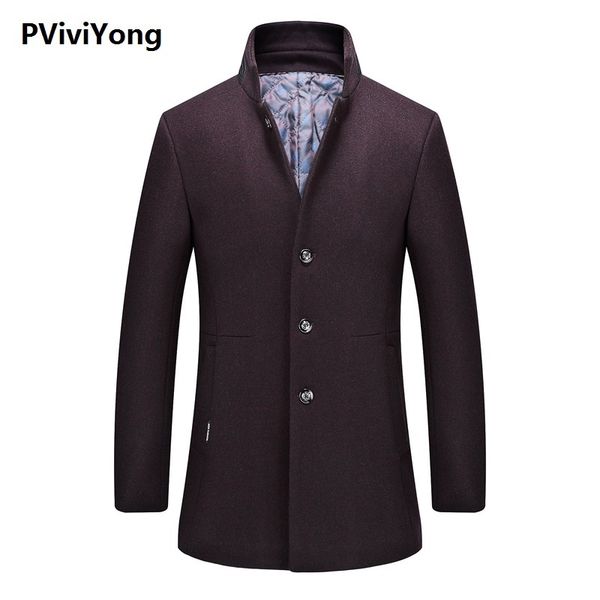 

pvviyong 2019 new aarival autumn&winter wool trench coat men,men's wool jackets plus-size m-3xl 1623, Black