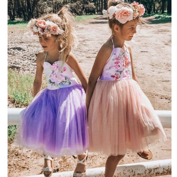 

2-7y princess boutique girl clothes toddler baby girls floral tutu dress pageant wedding birthday princess party dress, Red;yellow