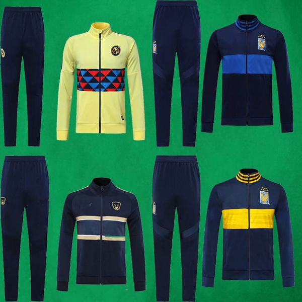 

20 21 club america soccer tracksuit liga mx tigres soccer jacket and pants 2020 unam football coat and trousers men'training suits