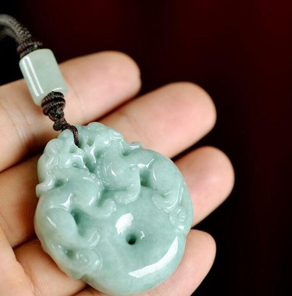 

фабрика прямой натуральный зеленый нефрит пряжка двойной нефритовый кулон кулон источник денег прокатки счастливый повезло кулон, Silver