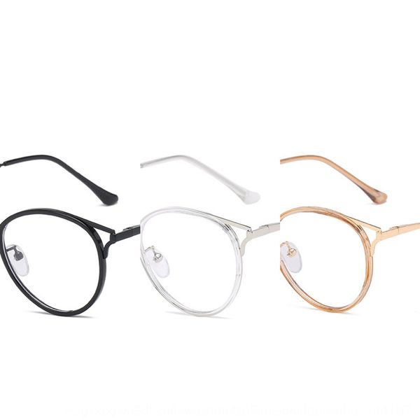 

2020 metal myopia blue-proof plain glasses female cat ear myopia glasses male fashion 90029, Silver