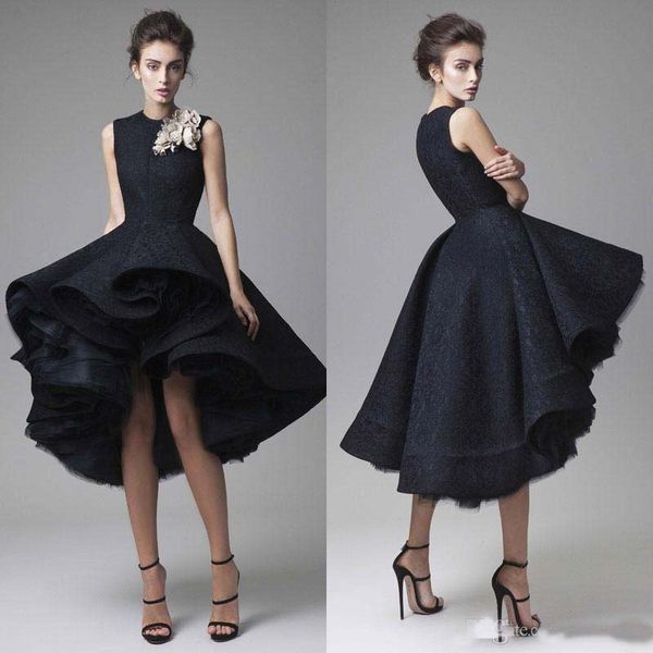 Krikor Jabotian Prom Dresses Fábrica Custom Made Flower Jewel pescoço curto vestido de noite comprimento do joelho festa vestido vestidos formais