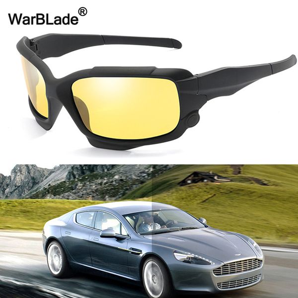 

warblade men women night vision sunglasses hd polarized sunglasses yellow lens glasses uv400 driving anti-glare goggles oculos, White;black