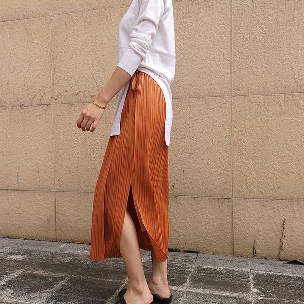 

elegant and elegant wrinkled waist miyake pleats skirt ing, Black