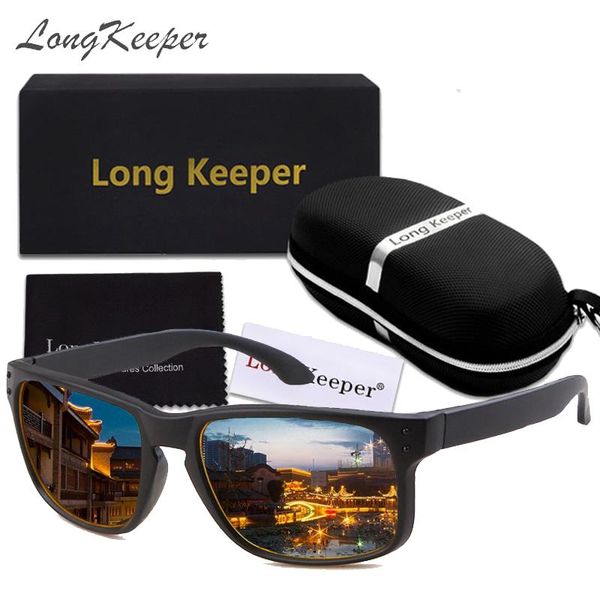 

sunglasses longkeeper night vision men women yellow lens anti-glare goggles with case drivers luminous driving accessories uv400, White;black