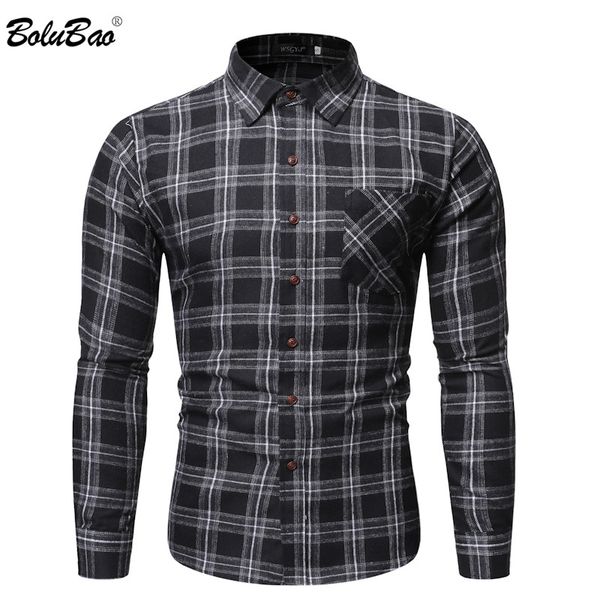 

bolubao men casual plaid shirts quality brand men's wild long sleeve shirts autumn new male comfortable breathable shirt, White;black
