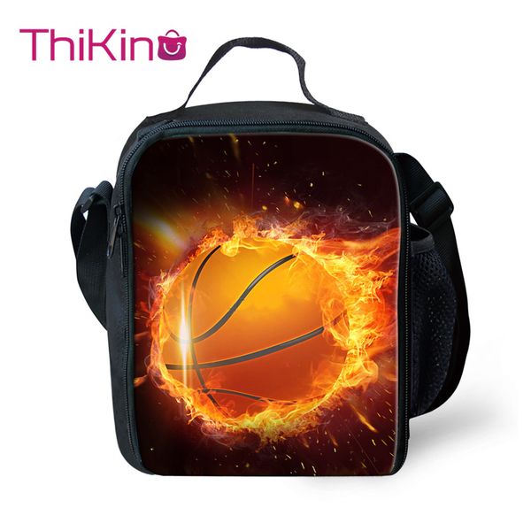 

thikin fire basketball lunch bag for teen girls bolsa termica lady fashion portable cooler box cartoon pattern tote picnic pouch, Blue;pink