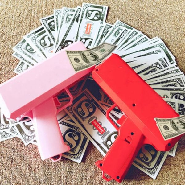 

high power 9v battery cash money gun toy make it rain money spit banknotes gun toys for kids christmas gift party funny toys