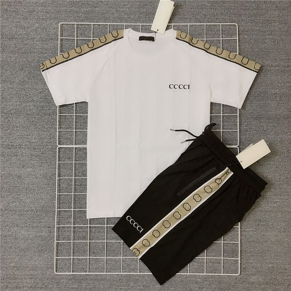 

дизайнер коротких костюмы summer mens casual luxury brand костюмы вышивка letters контракт цвета футболка с пляж летних шортами, Gray