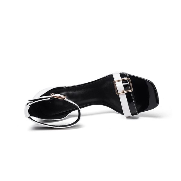 

buckle strap glitter sandals ladies sandals leather sandals women, Black