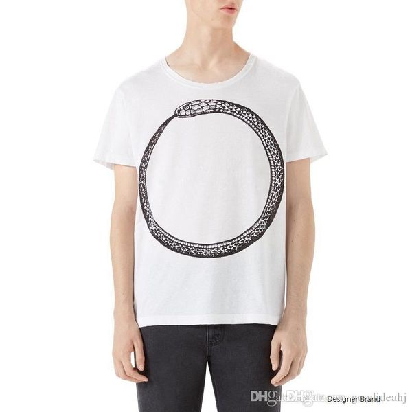 

18ss luxury europe italy summer snake tshirt fashion men women t shirt casual cotton tee top, White;black