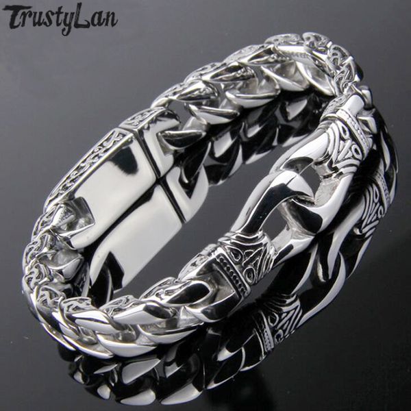 

stainless steel chain link men bracelet for dropshipping, Golden;silver