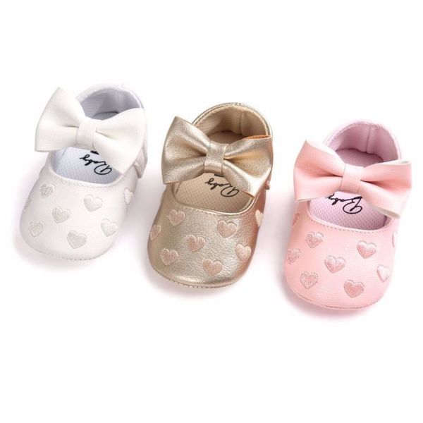 

newborn infant baby girls causal walking shoes crib shoes 3 style leather heart print hook soft sole baby 0-18m