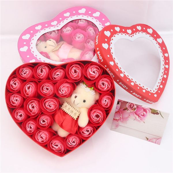 

artificial flower gift heart-shaped soap flower gift valentine mother's day birthday gift wedding event simulation bouquet rose